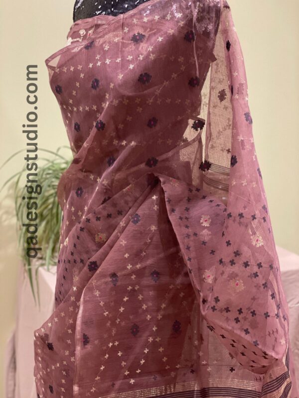 Dusty Brown Jamdani Saree