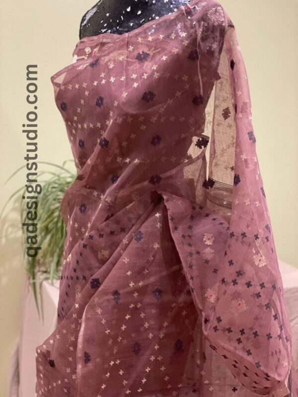 Dusty Brown Jamdani Saree