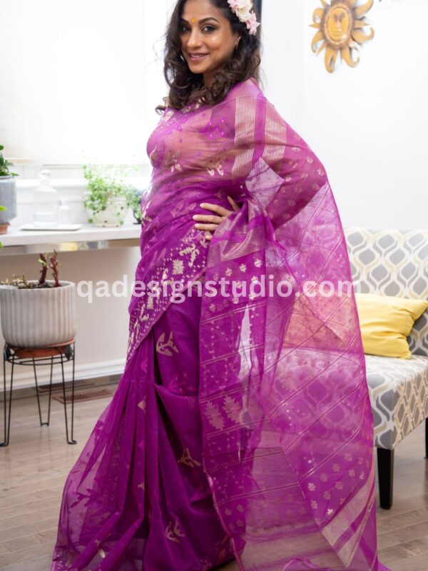 Jam Color Jamdani Saree