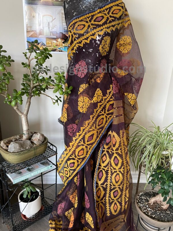 Chocolate Brown Silk Saree