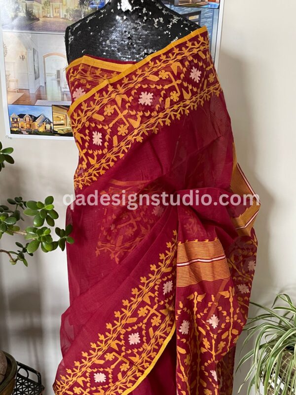 Red Dhakai Jamdani Saree