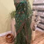 green saree look