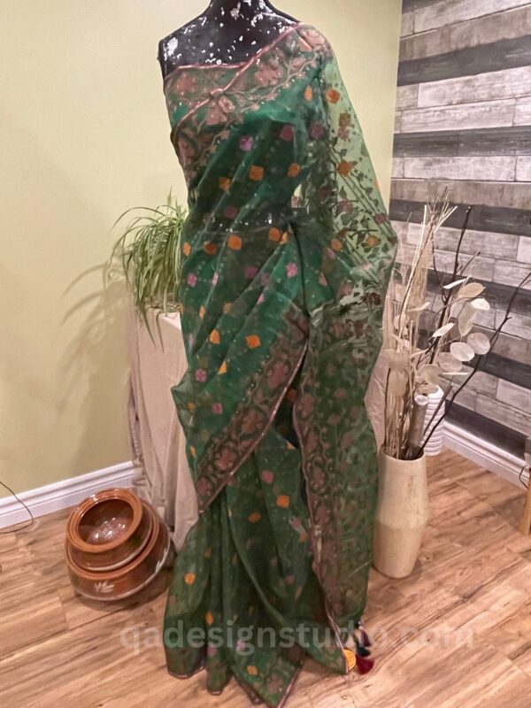 green saree look