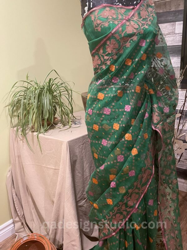 green saree look