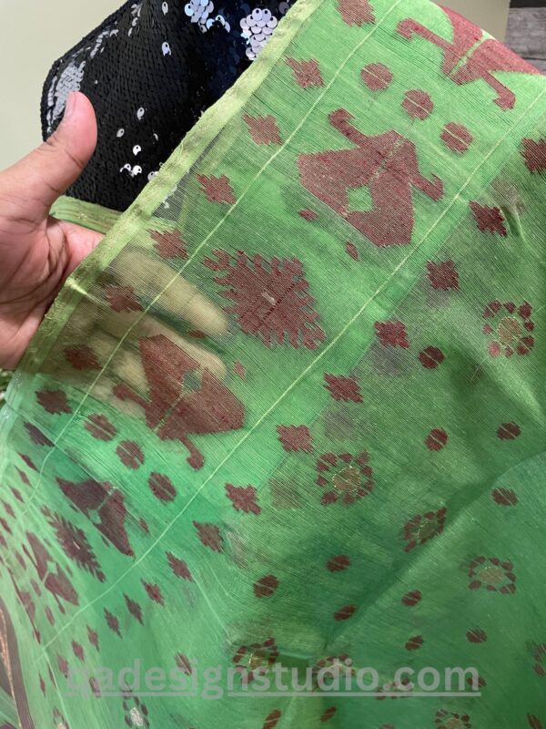 parrot green saree contrast blouse