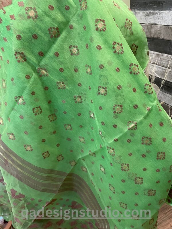 parrot green saree contrast blouse