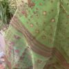 parrot green saree contrast blouse