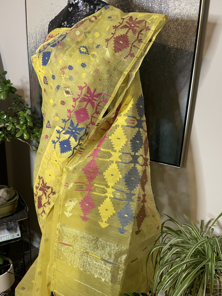 Daily Wear Yellow Color Designer Jamdani Saree at Best Price in Nadia | Ali  Sarees