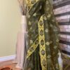 dark bottle green saree