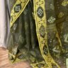 dark bottle green saree