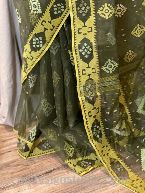 dark bottle green saree