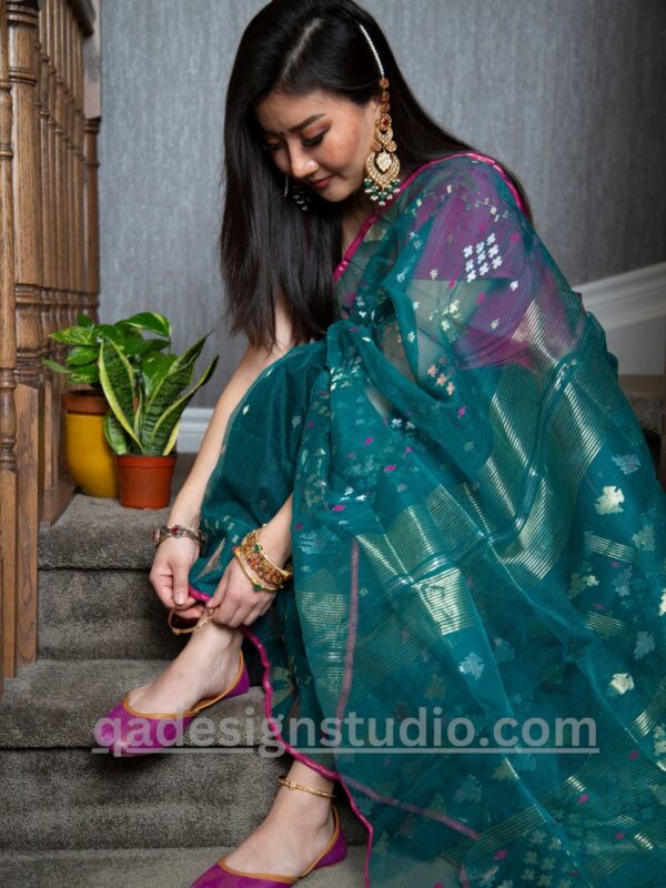 Green Magenta Saree